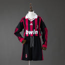 Conjunto Infantil AC Milan 09/10 Home Retro Long Sleeve