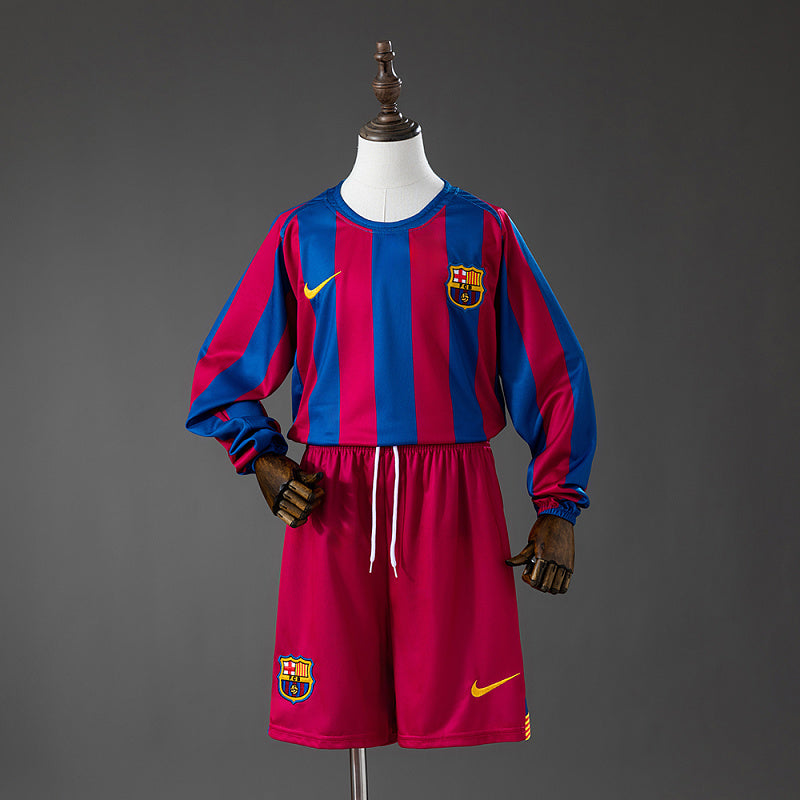 Conjunto Infantil Barcelona 05/06 Home (League Edition) Retro Long Sleeve