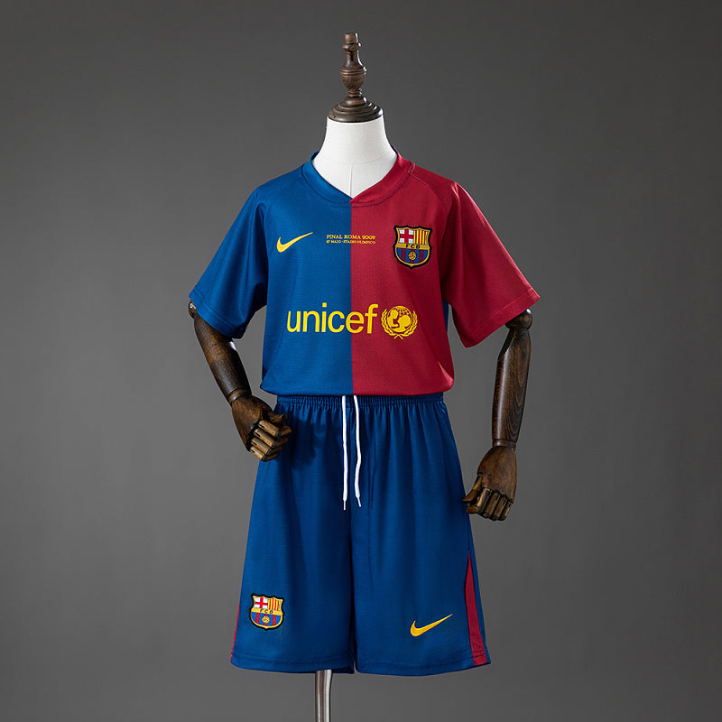 Conjunto Infantil Barcelona 08/09 Home Retro