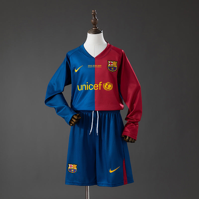 Conjunto Infantil Barcelona 08/09 Home Retro Long Sleeve