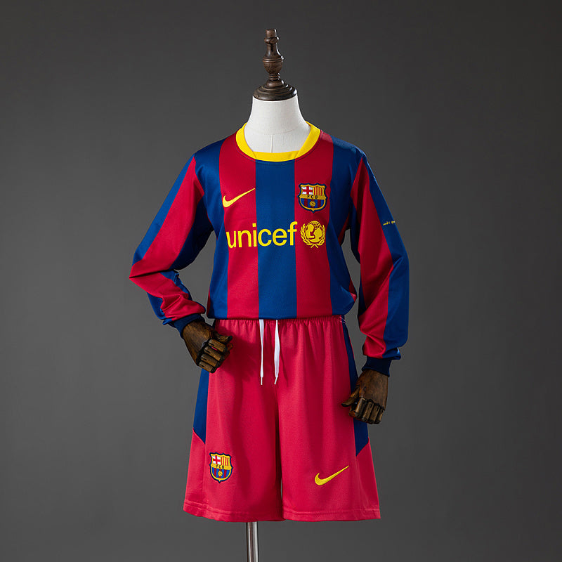 Conjunto Infantil Barcelona 10/11 Home Retro Long Sleeve