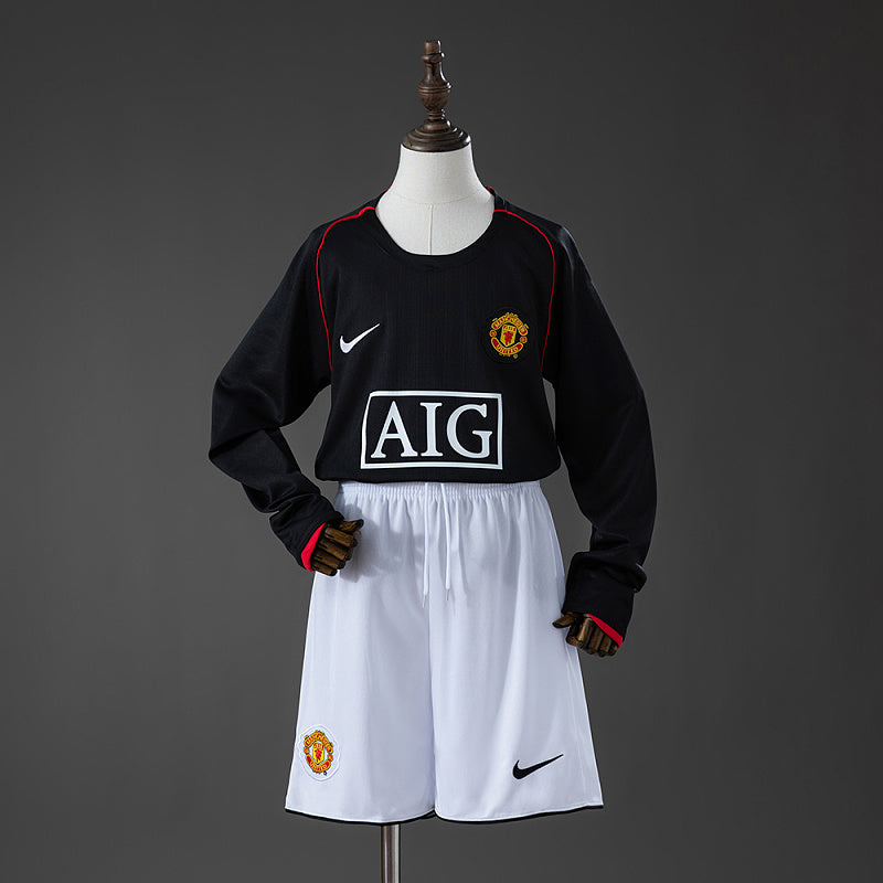 Conjunto Infantil M-U 07/08 Away Retro Long Sleeve