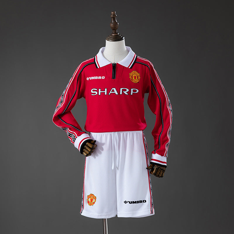 Conjunto Infantil M-U 98/99 Home Retro Long Sleeve