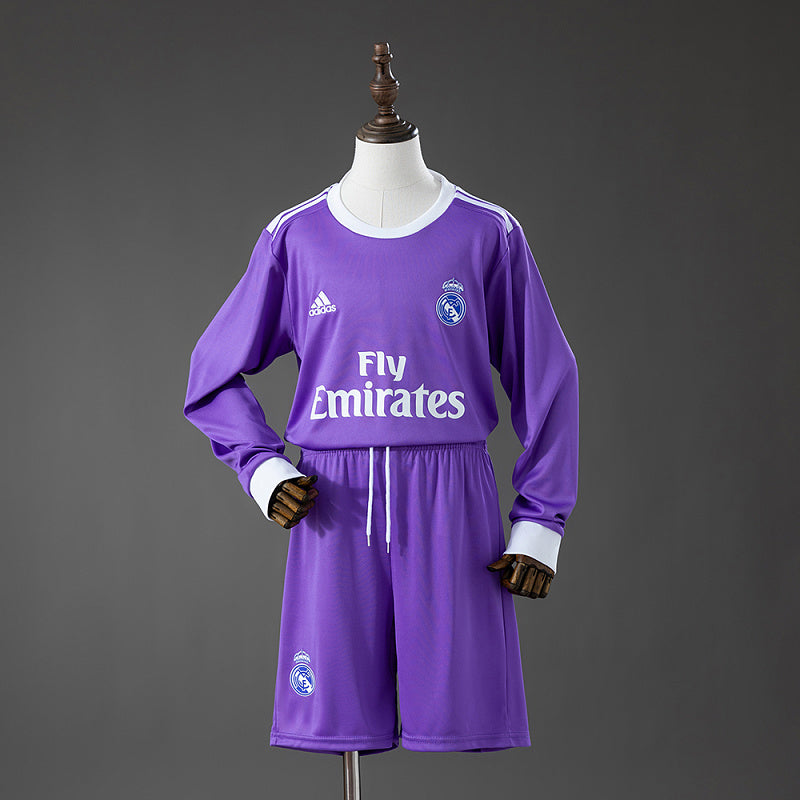 Conjunto Infantil Real Madrid 16/17 Away Retro Long Sleeve