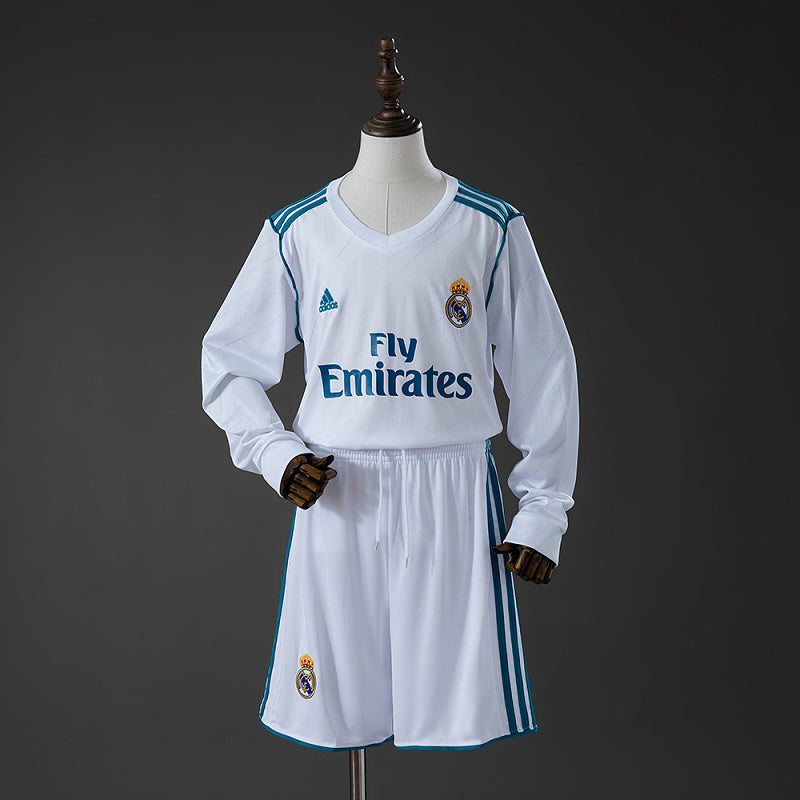 Conjunto Infantil Real Madrid 17/18 Home Retro Long Sleeve